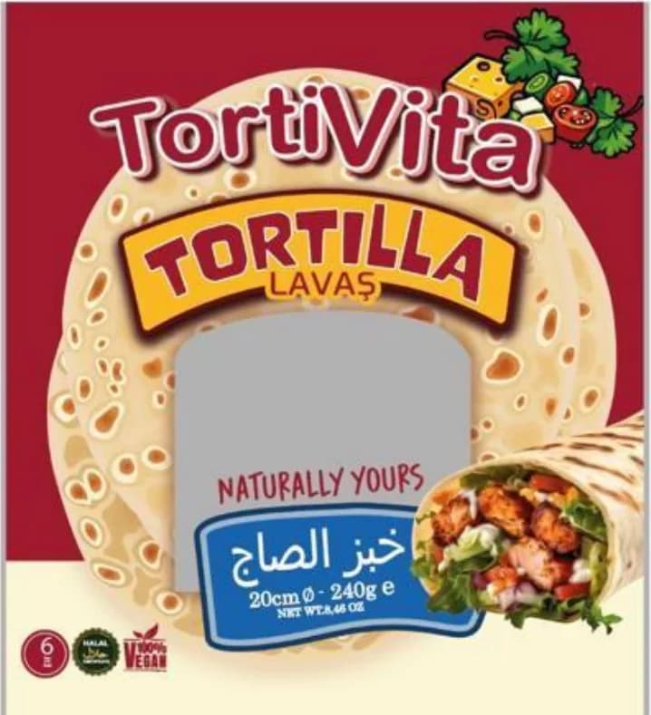 TortiVita Tortilla 20 cm (6'lı) ambalajı